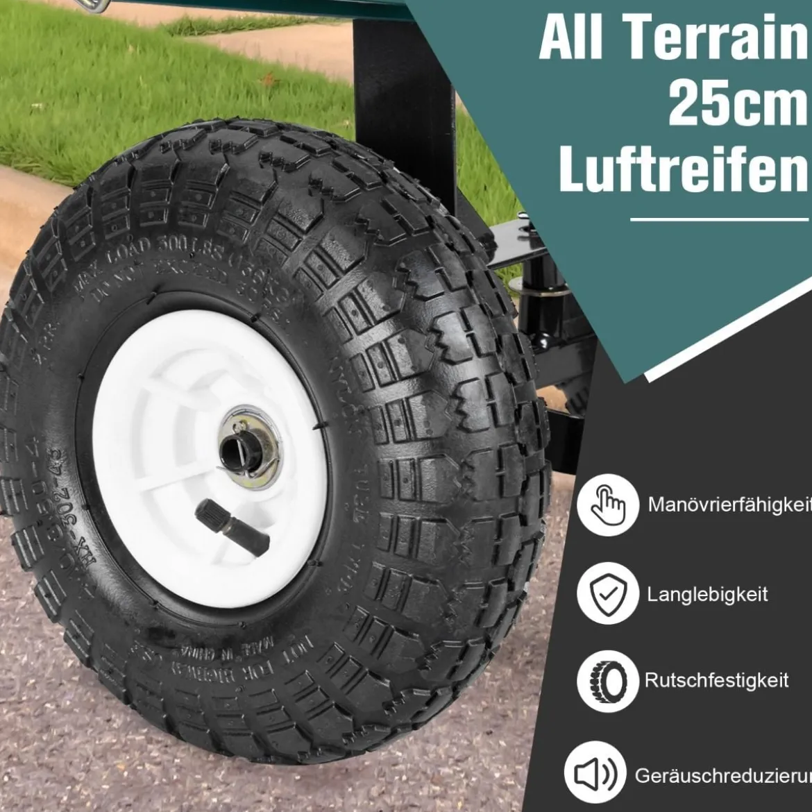 Metall Bollerwagen mit Abnehmbaren Seitenteilen & Griff & 25 cm Gummirädern Transportwagen
