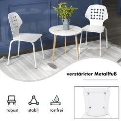 Metall Esszimmerstuhl Set von 4 Moderner Küchenstuhl mit durchbrochenem Rückenlehne Weiß