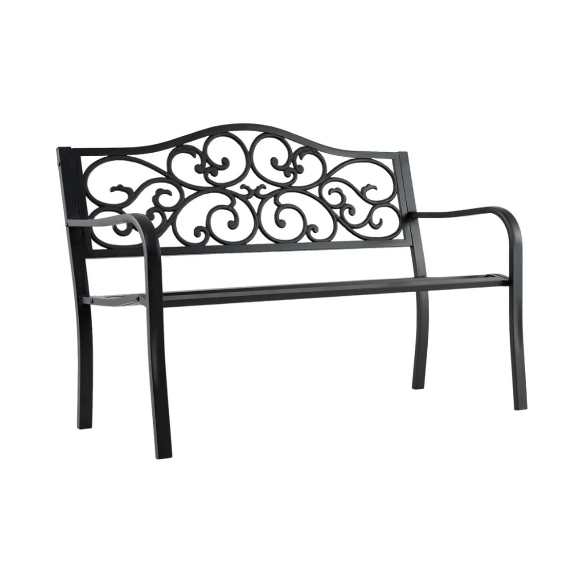 Metall Gartenbank für 2 Sitzer mit Rückenlehne & Armlehne Sitzbank Parkbank Eisenbank