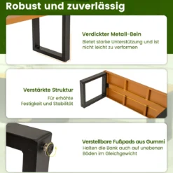 Metall Gartenbank mit Katzenhaus 3-Sitzer Sitzbank ohne Rückenlehne Balkonbank Metallbank