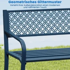 Metall Gartenbank Wetterfeste Sitzbank für 2 Personen Balkonbank mit Rückenlehne