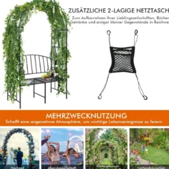 Metall-Gartenbogen mit 2er-Sitzbank & Aufbewahrungstasche Torbogen