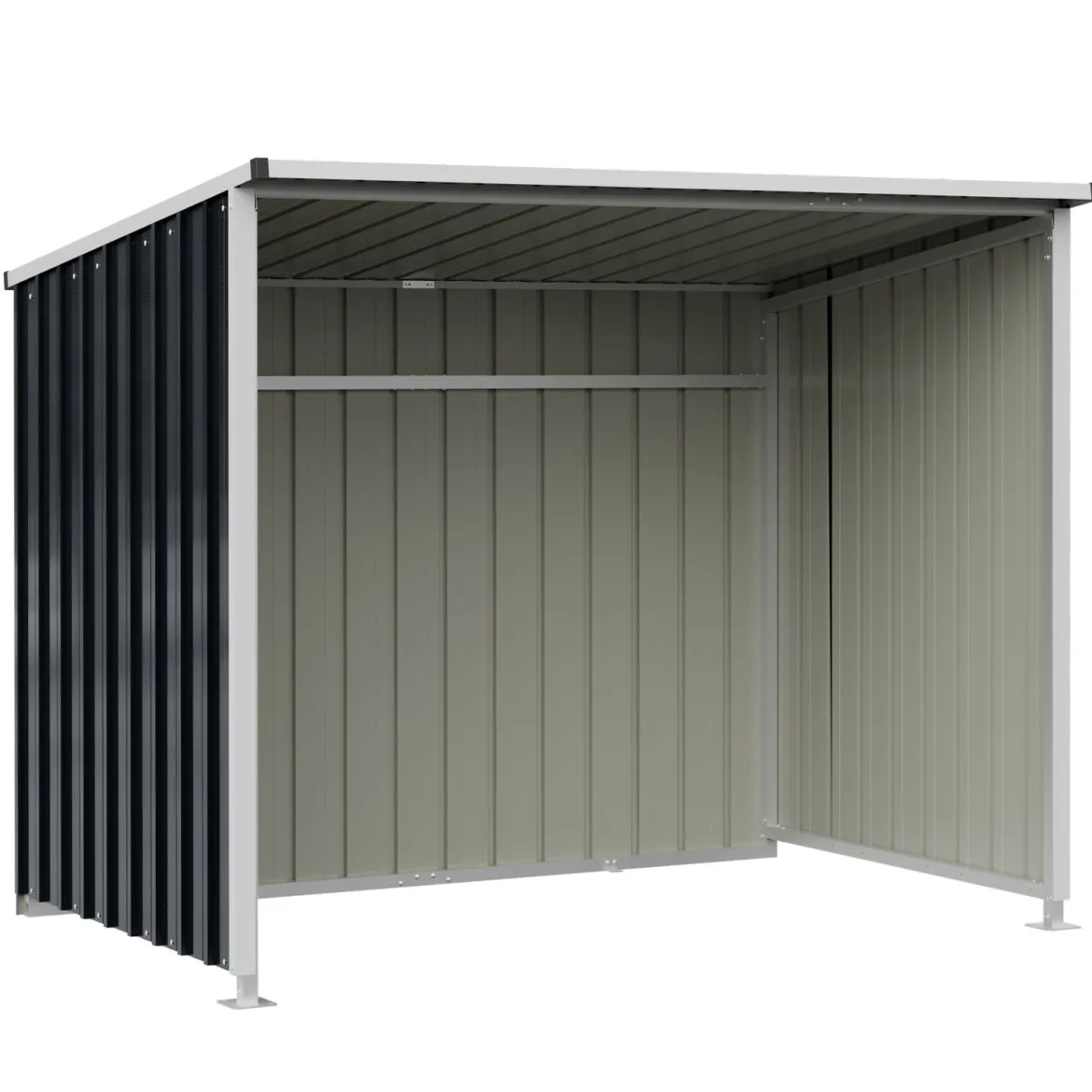 Metall Geräteschuppen mit Verstärkenden Querstreben 2,5 m² 204 x 120 x 159 cm Grau