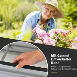 Metall Hochbeet mit 4 Bodenpfählen Pflanzkasten Rechteckiges Frühbeet für Gemüse Silber