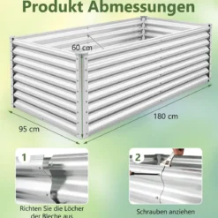 Metall Hochbeet Pflanzkasten Rechteckiges Frühbeet mit Verstärkter Stäbe & Offenem Boden