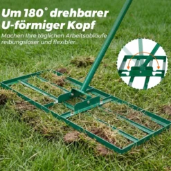 Metall Rasen Nivellierrechen mit Ergonomischem Griff für den Boden Rasenrechen 75 x 25 cm