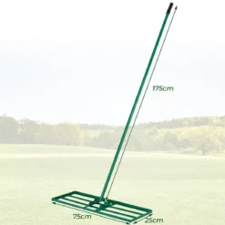 Metall Rasen Nivellierrechen mit Ergonomischem Griff für den Boden Rasenrechen 75 x 25 cm