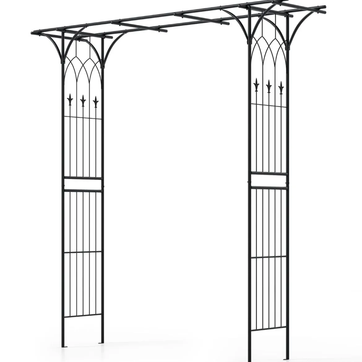 Metall Rosenbogen Gartenbogen für Kletterpflanzen Rankhilfe Garten Torbogen Schwarz