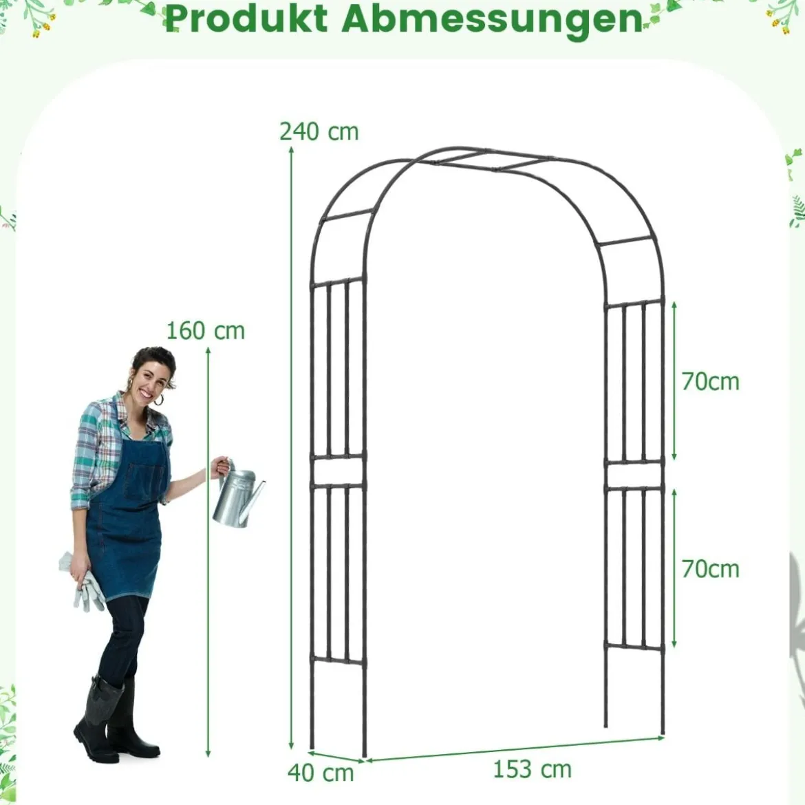 Metall Rosenbogen Spalier für Kletterpflanzen Rankenbogen Großer Dekorativer Bogen