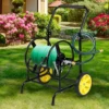 Metall Schlauchwagen 70 m für 16 mm Schlauch Gartenschlauchwagen Schlauchtrommel Schwarz