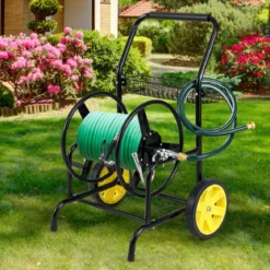 Metall Schlauchwagen 70 m für 16 mm Schlauch Gartenschlauchwagen Schlauchtrommel Schwarz