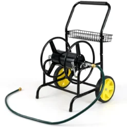 Metall Schlauchwagen 70 m für 16 mm Schlauch Gartenschlauchwagen Schlauchtrommel Schwarz