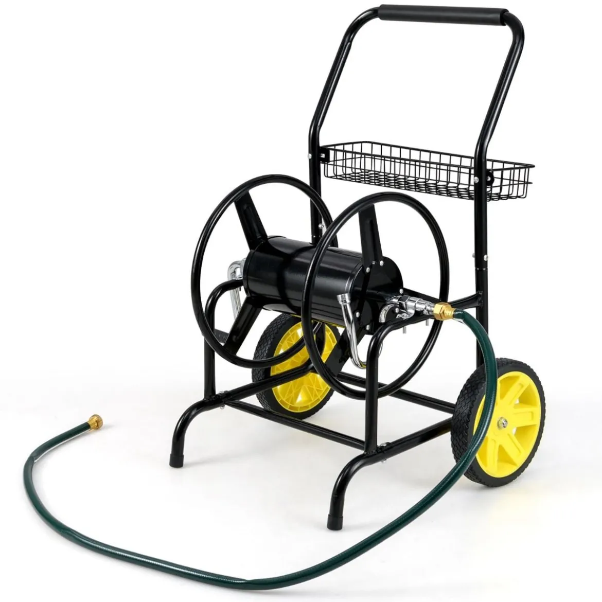 Metall Schlauchwagen 70 m für 16 mm Schlauch Gartenschlauchwagen Schlauchtrommel Schwarz