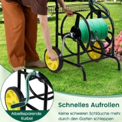 Metall Schlauchwagen 70 m für 16 mm Schlauch Gartenschlauchwagen Schlauchtrommel Schwarz