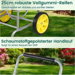 Metall Schlauchwagen 70 m für 16 mm Schlauch Gartenschlauchwagen Schlauchtrommel Silber