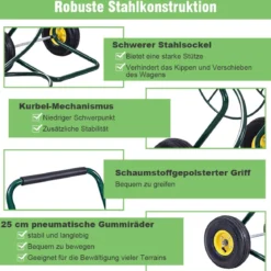 Metall Schlauchwagen mit 2 Luftreifen & Kurbel für 61M 3/4