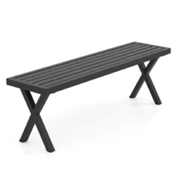Metall 3-Sitzer Gartenbank ohne Rückenlehne Wetterfeste Sitzbank Balkonbank Parkbank