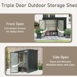 Metall 2 Türen Geräteschuppen Outdoor Werkzeughaus mit geneigtem Dach 235 x 117 x 185 cm