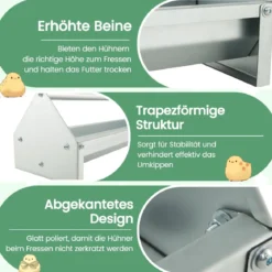 Metalltrog für Hühnerfutter Kornspender aus Verzinktem Metall mit Abflusslöchern & Drehbarem Griff