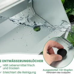 Metalltrog für Hühnerfutter Kornspender aus Verzinktem Metall mit Abflusslöchern & Drehbarem Griff