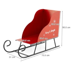 Metall-Weihnachtsmann-Schlittenkorb Weihnachtsmann-Geschenke-Aufbewahrungsschlitten Rot