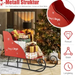 Metall-Weihnachtsmann-Schlittenkorb Weihnachtsmann-Geschenke-Aufbewahrungsschlitten Rot