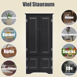 Midischrank Beistellschrank Highboard Hochschrank Holz Schwarz 59 x 32 x 123 cm