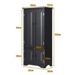 Midischrank Beistellschrank Highboard Hochschrank Holz Schwarz 59 x 32 x 123 cm