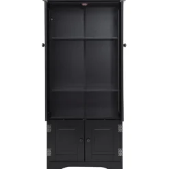 Midischrank Beistellschrank Highboard Hochschrank Holz Schwarz 59 x 32 x 123 cm