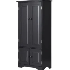 Midischrank Beistellschrank Highboard Hochschrank Holz Schwarz 59 x 32 x 123 cm