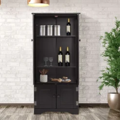 Midischrank Beistellschrank Highboard Hochschrank Holz Schwarz 59 x 32 x 123 cm