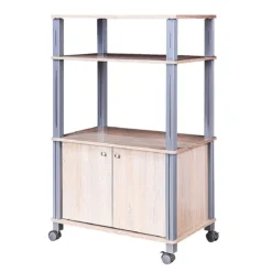 Mikrowellenregal Küchenregal Standregal mit Rollen Natur 60 x 40 x 98 cm