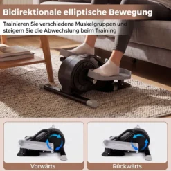 Mini Ellipsentrainer Elektrischer Crosstrainer mit LCD-Display Griff & Rutschfesten Pedalen Weiß