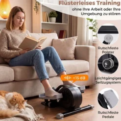 Mini Ellipsentrainer Elektrischer Crosstrainer mit LCD-Display Griff & Rutschfesten Pedalen Weiß