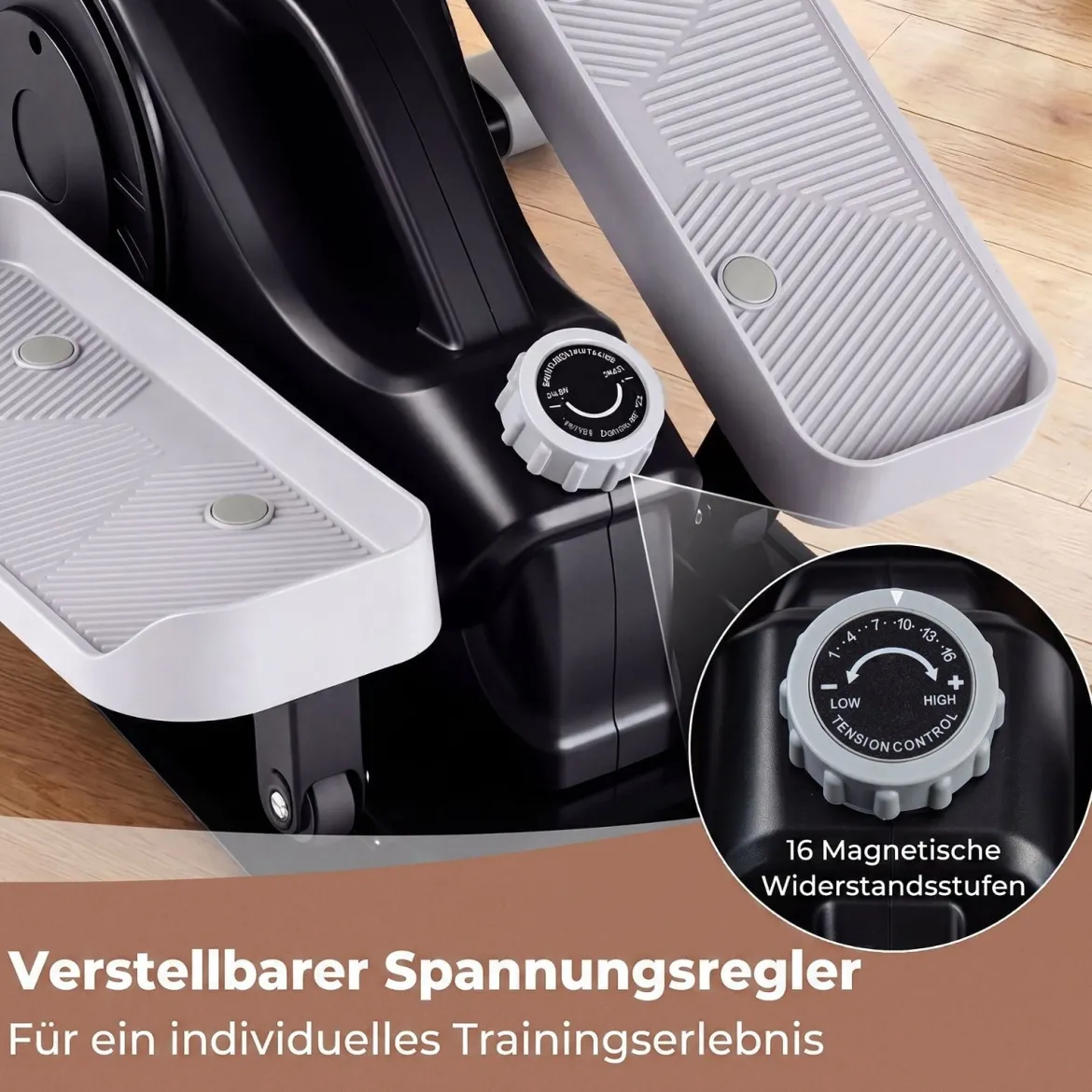 Mini Ellipsentrainer Elektrischer Crosstrainer mit LCD-Display Griff & Rutschfesten Pedalen Schwarz