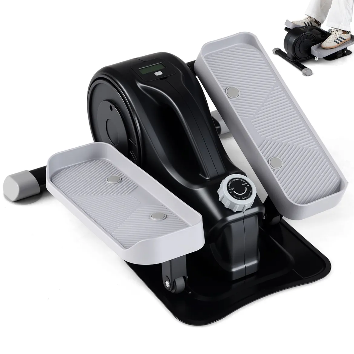 Mini Ellipsentrainer Elektrischer Crosstrainer mit LCD-Display Griff & Rutschfesten Pedalen Schwarz