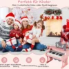 Mini Keyboard mit 25 Tasten & Notenständer & Mikrofon Kinderklavier Elektrisches Klavier Pink