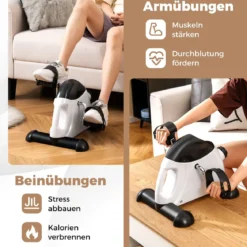 Mini Pedaltrainer mit LCD-Bildschirmanzeige Tragbares Heimtrainer für Arm- & Beintraining Weiß