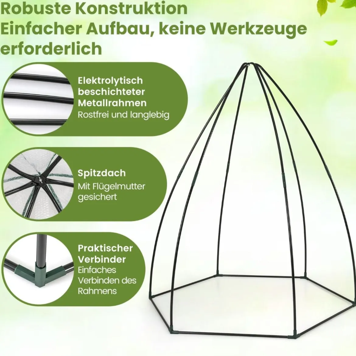 Mini Tragbares Gewächshaus mit Reißverschlusstür Begehbares PE-Blasenabdeckung Weiß