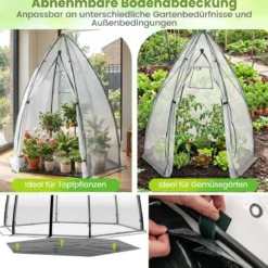 Mini Tragbares Gewächshaus mit Reißverschlusstür Begehbares PE-Blasenabdeckung Weiß