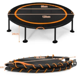 Mini Trampolin φ120 cm Fitness Trampolin faltbar Indoor- und Outdoortrampolin Gartentrampolin Orange und Schwarz