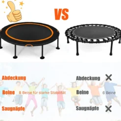 Mini Trampolin φ120 cm Fitness Trampolin faltbar Indoor- und Outdoortrampolin Gartentrampolin Orange und Schwarz