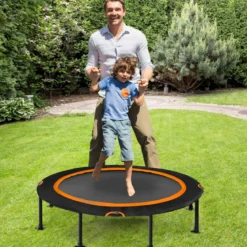 Mini Trampolin φ120 cm Fitness Trampolin faltbar Indoor- und Outdoortrampolin Gartentrampolin Orange und Schwarz