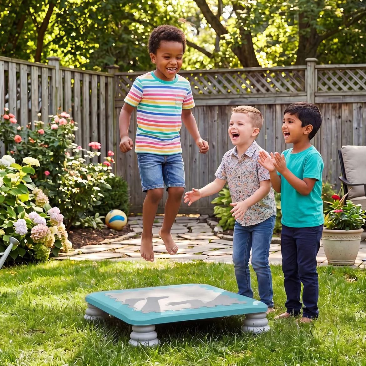 Mini-Trampolin für Kinder 65 cm Großes Trampolin-Sprungbrett mit Rutschfester EVA-Oberfläche