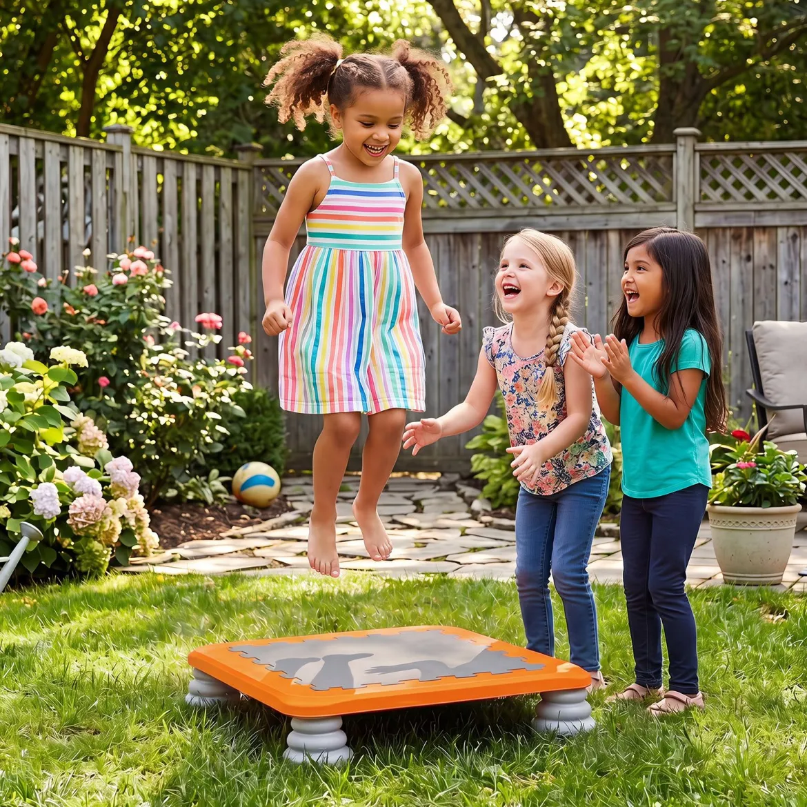 Mini-Trampolin für Kinder 65 cm Großes Trampolin-Sprungbrett mit Rutschfester EVA-Oberfläche