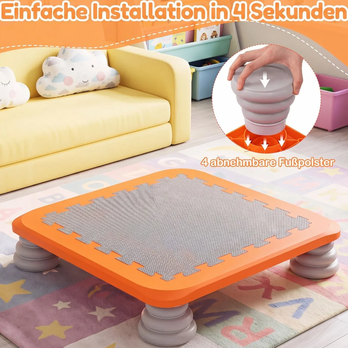 Mini-Trampolin für Kinder 65 cm Großes Trampolin-Sprungbrett mit Rutschfester EVA-Oberfläche