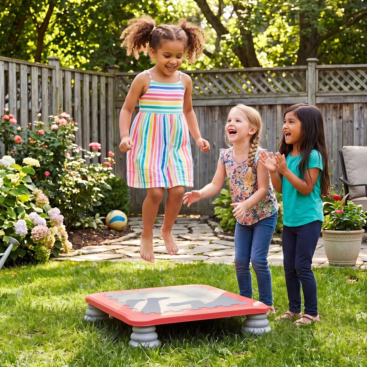 Mini-Trampolin für Kinder 65 cm Großes Trampolin-Sprungbrett mit Rutschfester EVA-Oberfläche