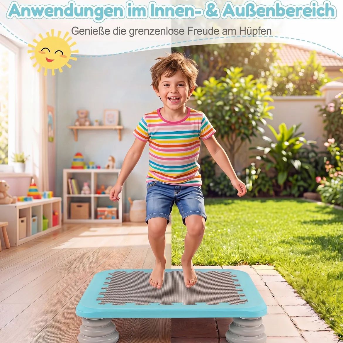Mini-Trampolin für Kinder 65 cm Großes Trampolin-Sprungbrett mit Rutschfester EVA-Oberfläche