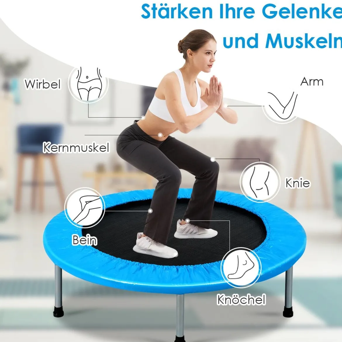 Mini Trampolin Kindertrampolin für Erwachsene und Kinder bis zu 100kg belastbar