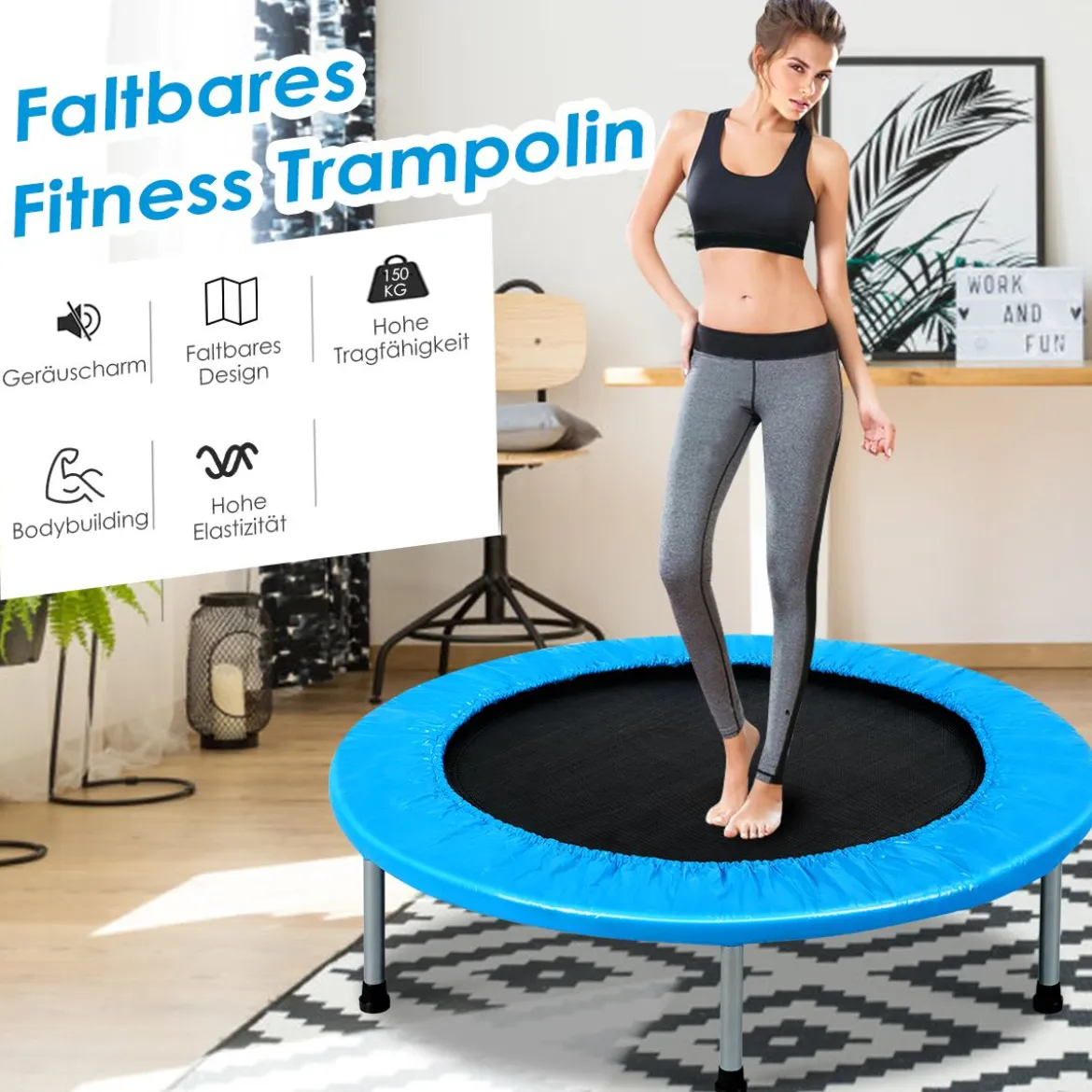 Mini Trampolin Kindertrampolin für Erwachsene und Kinder bis zu 100kg belastbar